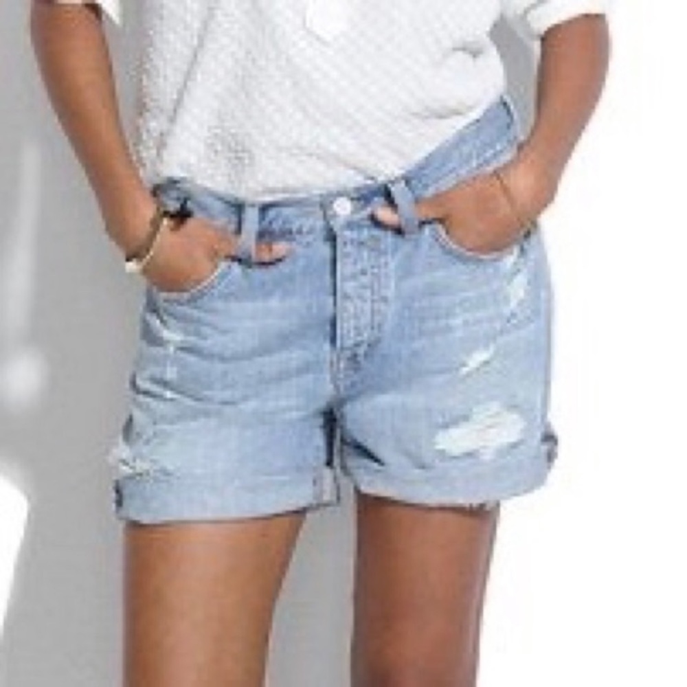 Madewell distressed jean shorts